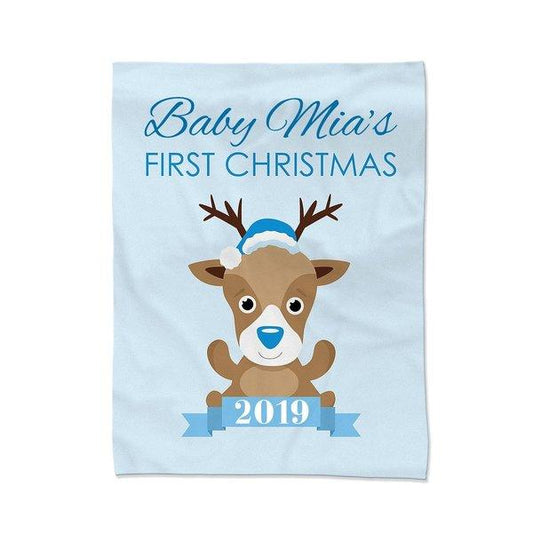 Blue First Christmas Blanket - Small