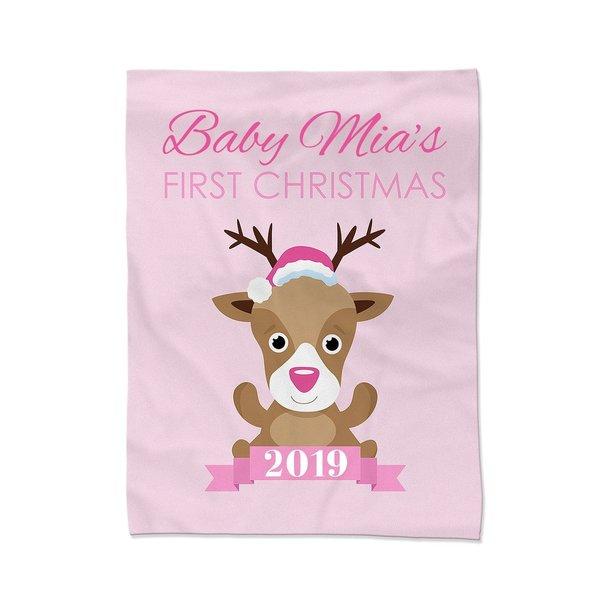 Pink First Christmas Blanket - Medium