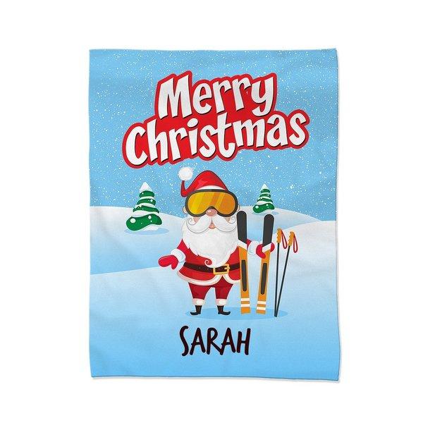 Santa Skiing Blanket - Small