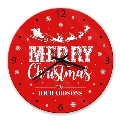 Santa Sleigh Glass Clock