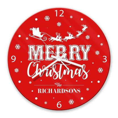 Santa Sleigh Glass Clock