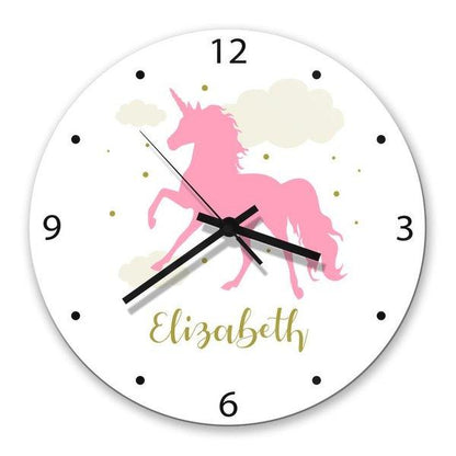 Pink Unicorn Glass Clock