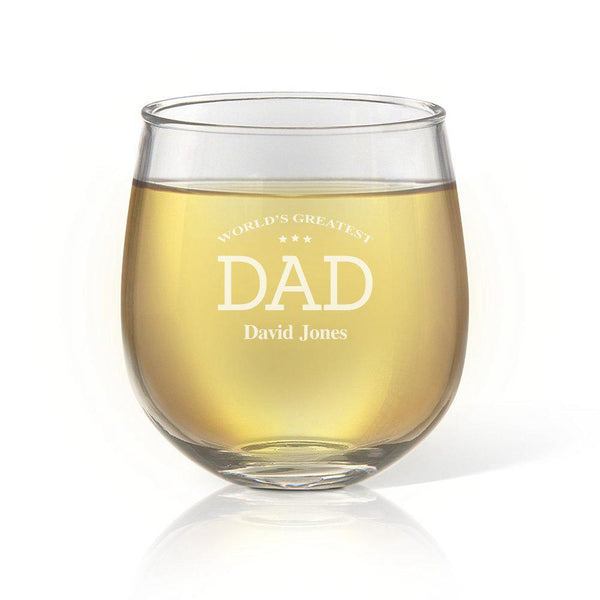Greatest Dad Stemless Wine Glass