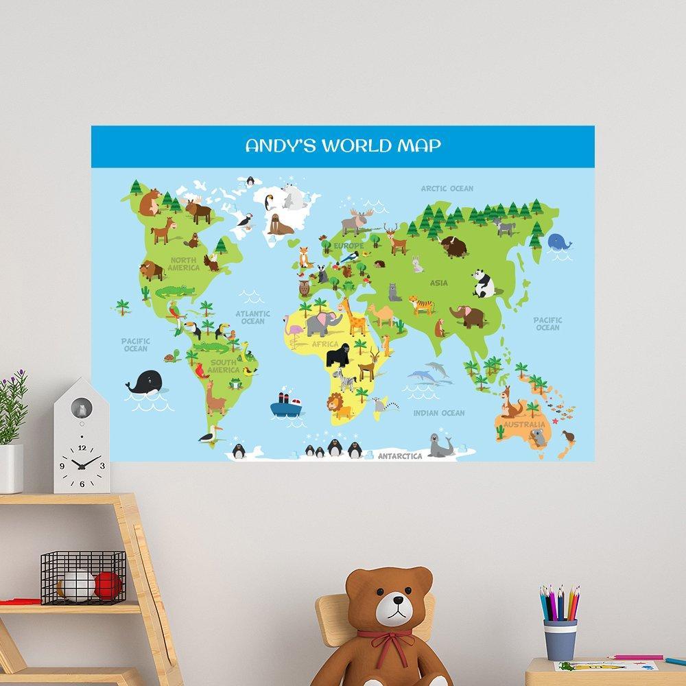 World Map Educational Wall Decal - 40x60cm