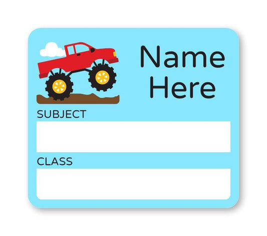 Monster Truck School Book Label