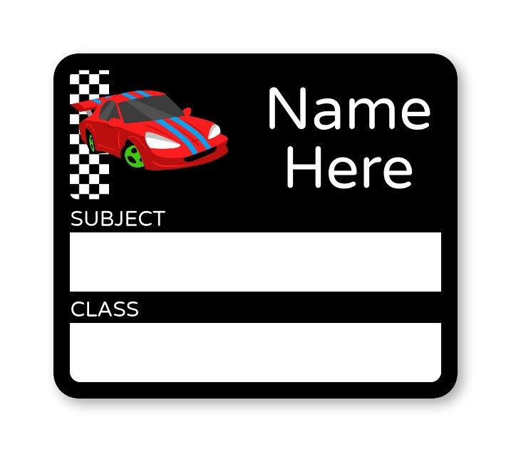 Race Car School Book Label