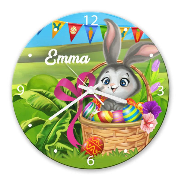 Easter Bunny Glass Clock