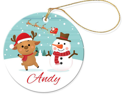 Winter Round Porcelain Ornaments