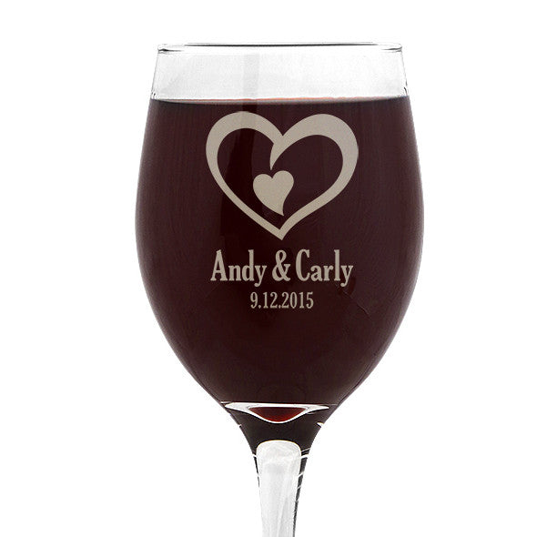 Double Heart Design Wine Glass