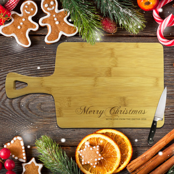 Merry Christmas Rectangle Bamboo Serving Board