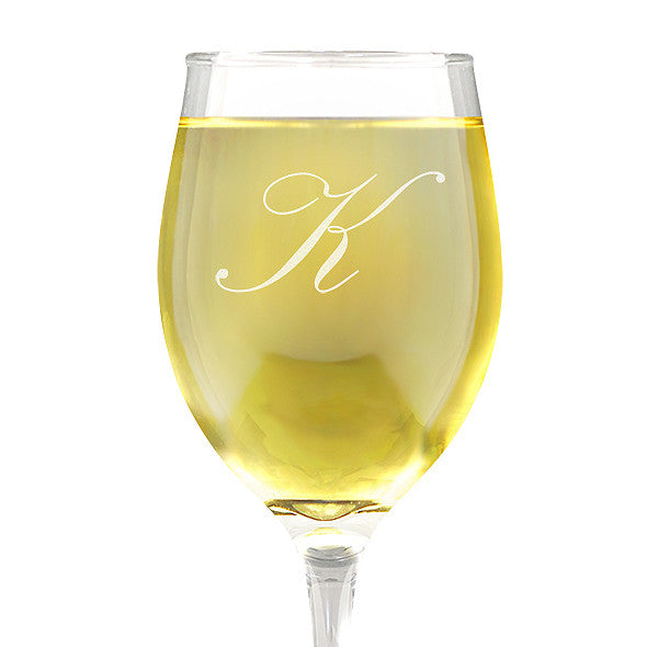 Single Initial Design Wine Glass